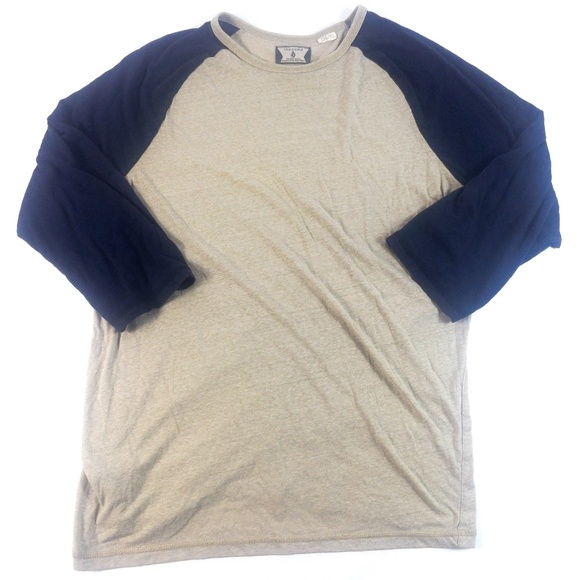 Volcom 3/4 Short Sleeve Unisex Navy & Tan Oversized Tee Women's Size Medium - Picture 1 of 6